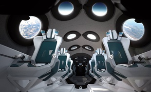 L’intérieur d'un véhicule spatial de Virgin Galactic.