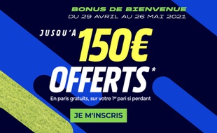 Profitez de 150€ offerts en bonus de bienvenue jusqu'au 26 mai sur Parions Sport.