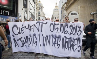 Rassemblement en hommage à Clément Méric le 6 juin 2013 rue Caumartin où il trouvé la mort la veille.