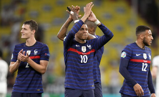 Kylian Mbappé est satisfait, l'équipe de France s'est imposée 1-0 pour son premier match de l'Euro face à l'Allemagne, le 15 juin 2021.