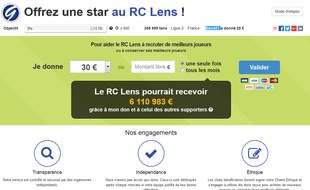 Capture d'écran du site de collecte en ligne Give in Sport.