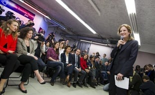 Nathalie Kosciusko-Morizet présente ses têtes de listes pour les municipales 2014 à Paris, dans son QG parisien rue de la Lune, le 10 octobre 2013.