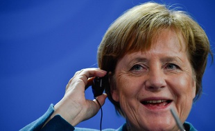 German Chancellor Angela Merkel reacts during a joint press conference with the Armenian Prime Minister after a meeting at the chancellery in Berlin, on February 1, 2019 (Photo by John MACDOUGALL / AFP)