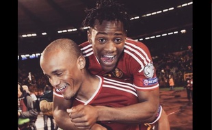 Michy Batshuayi et Vincent Company lors de Belgique-Chypre, le 28 mars 2015.