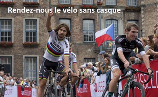 Peto Sagan, combo coupe de cheveux de rock star + maillot de champion du monde.