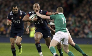 Le XV de France lors de son déplacement en Irlande (défaite 19-9) pour la 3e journée du Tournoi des VI Nations, le 25 février 2017.