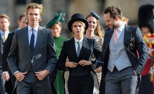 La top Cara Delevingne au milieu des convives lors du mariage de la princesse Eugenie et Jack Brooksbank à Windsor