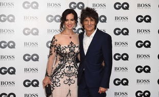 Sally Humphreys and Ronnie Wood pose for photographers upon arrival at the GQ Men of the Year Awards 2015 in central London, Tuesday, Sept. 8, 2015. (Photo by Jonathan Short/Invision/AP)/VDJ120/598396450247/090815112356, 21334631, /1509082047