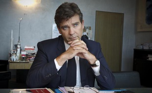Arnaud Montebourg, ministre du redressement productif, en interview dans son bureau à Bercy, le 16 septembre 2013 à Paris.