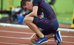 Pierre-Ambroise Bosse lors de son titre de champion du monde du 800m, le 8 août 2017 à Londres.