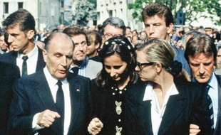 François Mitterrand, Ségolène Royal, Elisabeth Guigou et Bernard Kouchner (de g. à dr.), le 4 mai 1993 à Nevers.