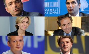 Les six «Mousquetaires» de l'UMP, Jean-François Copé, Christian Jacob, Valérie Pécresse, Luc Chatel, Bruno Le Maire, et François Baroin.