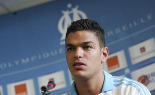 Hatem Ben Arfa, le joueur de football de l'Olympique de Marseille, lors de sa présentation à la presse, le 2 juillet 2008