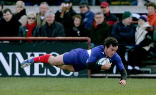 Benoît Baby sous le maillot du XV de France contre l'Irlande.