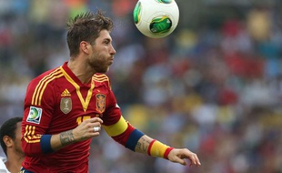 Le défenseur de l'équipe d'Espagne Sergio Ramos, lors d'un match contre Tahiti, le 20 juin 2013 à Rio.