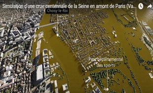 L'Institut d'aménagement et d'urbanisme d'Île-de-France a imaginé dans un film 3D les conséquences d'une crue centennale sur Paris et sa couronne.