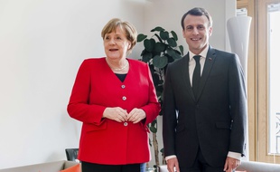 Le président Emmanuel Macron aux côtés de la chancelière allemande Angela Merkel lors du sommet européen du 21 mars 2019.