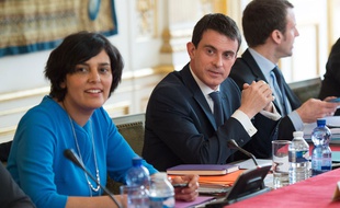 Myriam El Khomri et Manuel Valls à Matignon le 14 mars 2016.