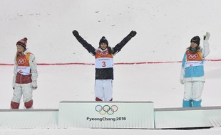 Perrine Laffont a remporté la médaille d'or en ski de bosses lors des JO de Pyeongchang, le 11 février 2018.