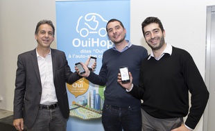 Les trois co-fondateurs de OuiHop' viennent de lancer l'application sur Lyon.