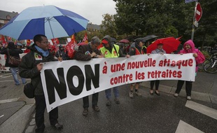 Manifestations des syndicats contre la réforme des retraites du gouvernement Ayrault, à Strasbourg, le 10 septembre 2013.