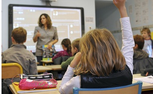 Une classe de primaire, illustration.