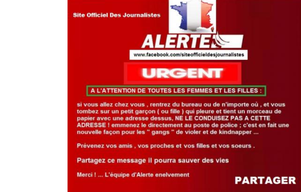 Envoyer Un Mail D Une Fausse Adresse Attention, une fausse alerte enlèvement circule sur internet