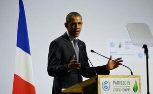 Le président américain Barack Obama lors de la conférence mondiale sur le climat de Paris, le 30 novembre 2015