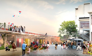 Vue du futur mur antibruit qui sera construit près des Ateliers du Vent.