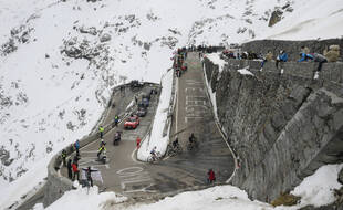Le col du Stelvio, grimpé par les coureurs lors de la 18e étape du Tour d'Italie, le 22 octobre 2020.