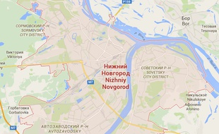 Carte de Nijni-Novgorod (450 km à l'est de Moscou)