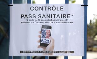 Un panneau annonçant le contrôle du pass sanitaire. (illustration)