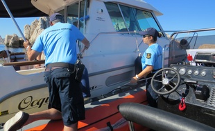 Marseille le 16 JUILLET 2014, les gendarmes maritimes procèdent à des contrôles en mer autour du Frioul