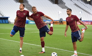 Les joueurs russes à l'entraînement au Vélodrome, le 10 juin 2016.