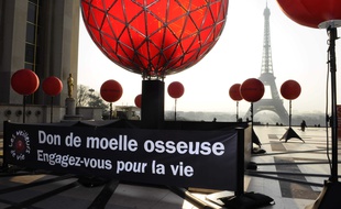 Une campagne pour le don de moelle osseuse, à Paris.