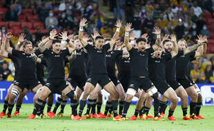 Les All Blacks juste avant le début du match contre l'Argentine, à Brisbane le 18 septembre 2021.