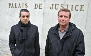 Me Dominique Bianchi (à gauche), aux côtés de son client Xavier Volckrick, salarié d'Exide.