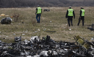 Recherches près du site du crash du MH17 en Ukraine le 11 novembre 2014.