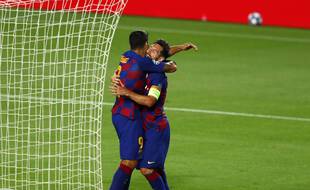 Lionel Messi et Luis Suarez sous le maillot du Barça face à Naples en Ligue des champions, le 8 août 2020.