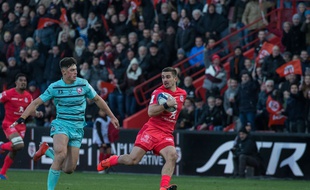 Thomas Ramos, l'arrière du Stade Toulousain, lors du match de Coupe d'Europe contre les Anglais de Gloucester, le 19 janvier 2020 au stade Ernest-Wallon.