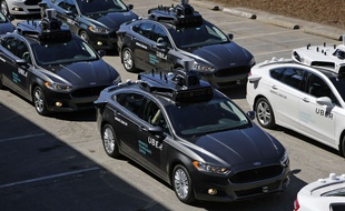 Des voitures autonomes d'Uber (illustration).
