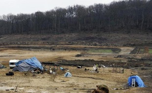 Le campement des zadistes près du site contesté de retenue d'eau à Sivens (Tarn) le 6 janvier 2015