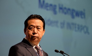Meng Hongwei photographié en 2017 à l'occasion d'une conférence à Singapour.