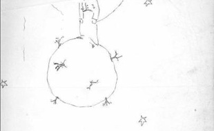 Une des premières esquisses du Petit Prince dessinée par Antoine Saint-Exupery et mis en vente aux enchères le 14 juin 2017.