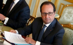 Le président François Hollande le 13 avril 2016 à l'Elysée à Paris