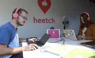 Des salariés de l'entreprise Heetch à Paris en 2015.