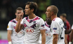 Lucas Orban, l'arrière gauche argentin des Girondins de Bordeaux, le 19 septembre 2013 à Francfort, en Ligue Europa.