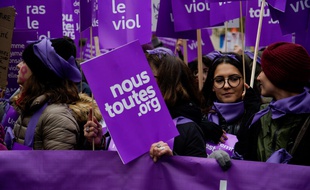 Lors de la manifestation féministe