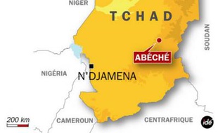 Carte de localisation d’Abéché, au Tchad, où un légionnaire français a pris la fuite après avoir tué deux autres légionnaires et un Togolais, le 7 avril 2009.