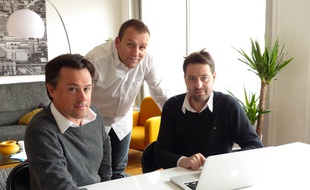 Lyon, le 14 février 2017. Grégory Bazin, Damien Chanrion et Guillaume Dadolle ont créé KiNOWU, premier réseau social de recommandations de professionnels entre particuliers.
